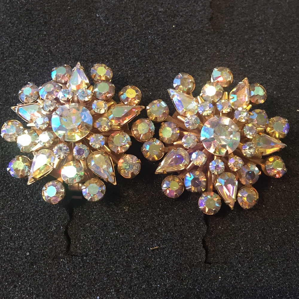 Vintage Triad Rhinestone Earrings